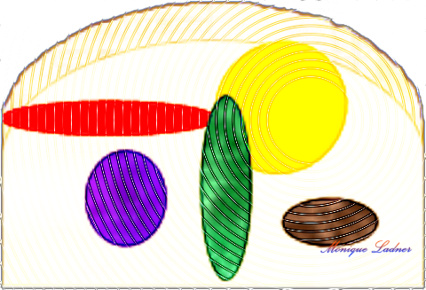 Original digital art design of an arch subject containing colorful oblong and textured circles.