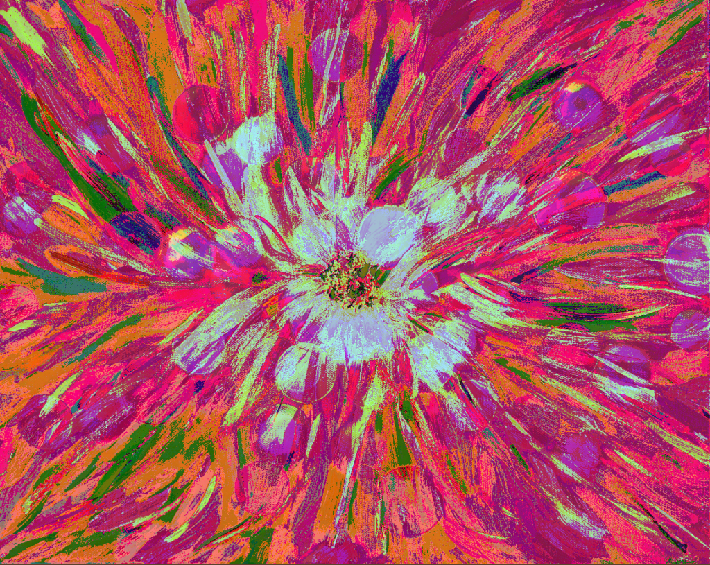 Close up of an abstract Tiger Lily flower with very bright colors.