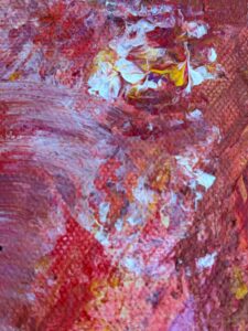 Close up of a 12x36 Mixed Media painting.