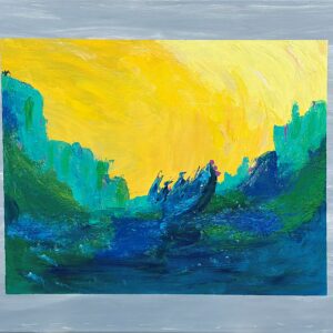 A mixed media painting.
