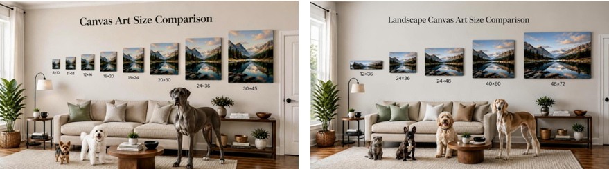 Canvas size charts